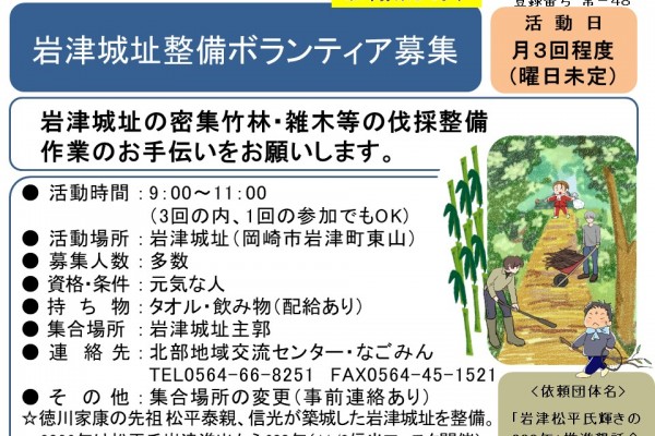 岩津城址整備ボランティア募集≪常-48まちびとバンク≫