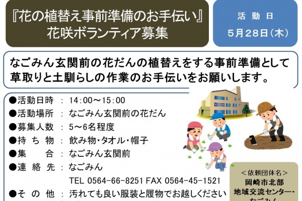 『花の植替え事前準備のお手伝い』 花咲ボランティア募集≪8-5まちびとバンク≫