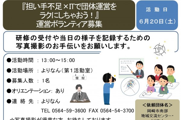 『担い手不足×ITで団体運営をラクにしちゃおう！』運営ボランティア募集≪8-14まちびとバンク≫